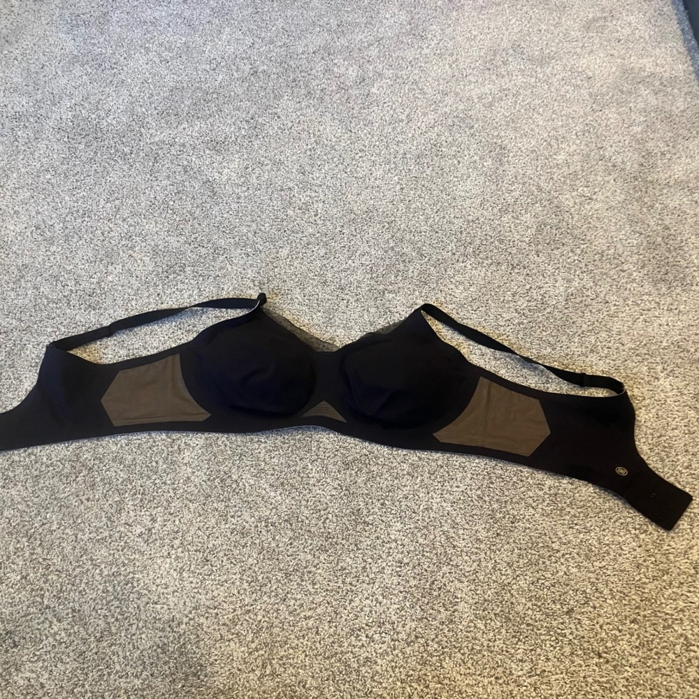 Honeylove Crossover Bra Black Tan Mesh Trim Wire Free LWBRO301 XL Shapewear